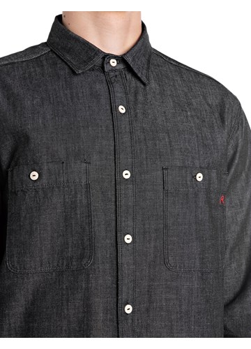 Replay CRNA DENIM KOŠULJA S KONTRASTNIM GUMBIMA - 3
