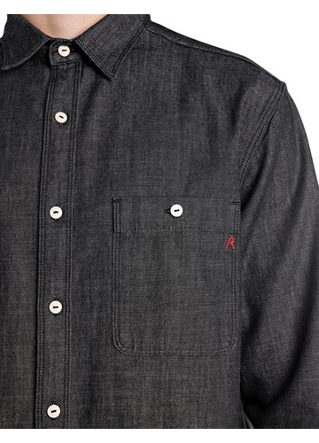 Replay CRNA DENIM KOŠULJA S KONTRASTNIM GUMBIMA - 4