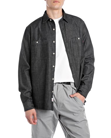 M4150  884 90B Replay crna denim košulja s kontrastnim gumbima Replay crna denim košulja s kontrastnim gumbima