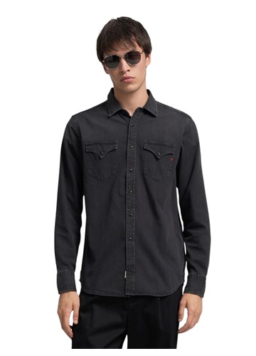 Replay CRNA DENIM KOŠULJA U VESTERN STILU - 2