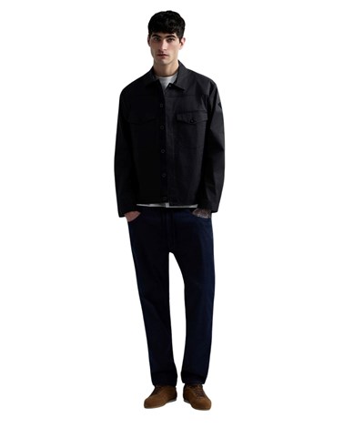 Replay crna jakna od pamučnog kepera u regularnom kroju