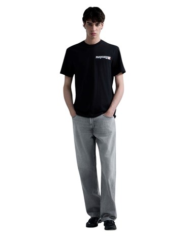 Replay crna pamučna majica s grafičkim logotipom