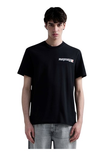 Replay CRNA PAMUČNA MAJICA S GRAFIČKIM LOGOTIPOM - 2