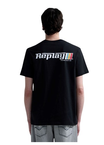 Replay CRNA PAMUČNA MAJICA S GRAFIČKIM LOGOTIPOM - 3