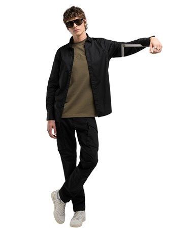 Replay crna klasična košulja od popelina