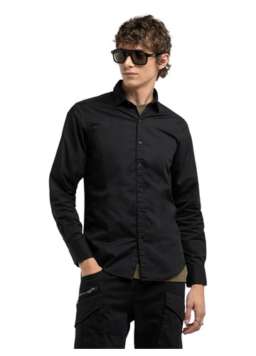 Replay CRNA KLASIČNA KOŠULJA OD POPELINA - 2