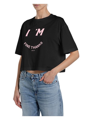 Replay CRNA KRAĆA MAJICA S PRINTOM I'M FINE - 1