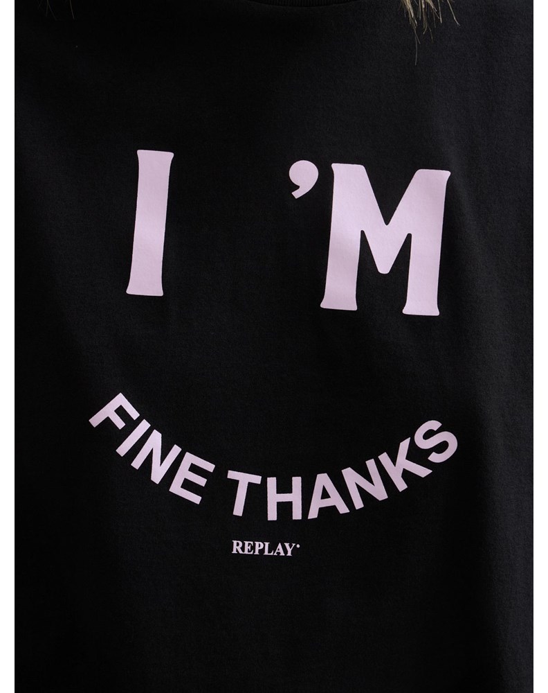 Replay CRNA KRAĆA MAJICA S PRINTOM I'M FINE - 5