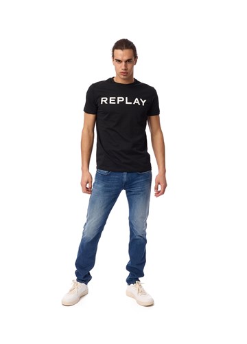 Replay CRNA MAJICA KRATKIH RUKAVA S CLASSIC REPLAY PRINTOM - 1