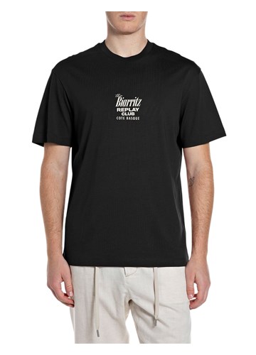 Replay CRNA MAJICA KRATKIH RUKAVA S KOKTEL PRINTOM - 1