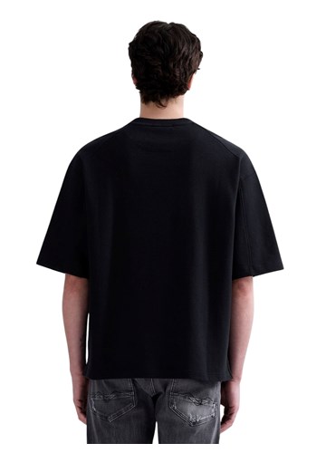 Replay CRNA MAJICA KRATKIH RUKAVA S NATPISOM REPLAY DENIM GOODS - 3