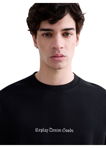 Replay CRNA MAJICA KRATKIH RUKAVA S NATPISOM REPLAY DENIM GOODS - 5