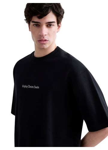 Replay CRNA MAJICA KRATKIH RUKAVA S NATPISOM REPLAY DENIM GOODS - 6