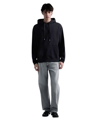 Replay crna majica od frotira s kapuljačom