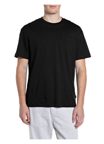 Replay CRNA MAJICA OD LANA I PAMUKA S DŽEPIĆEM - 1