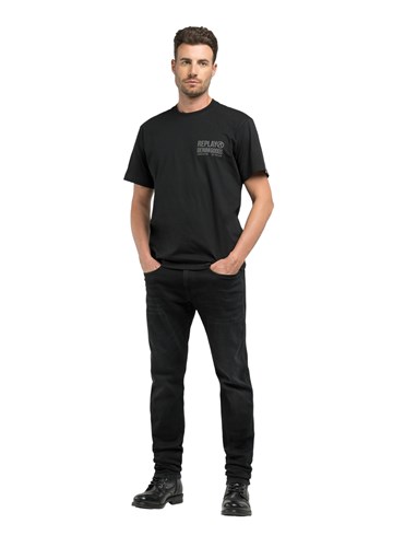 Replay CRNA MAJICA OD ORGANSKOG PAMUKA S NATPISOM - 1