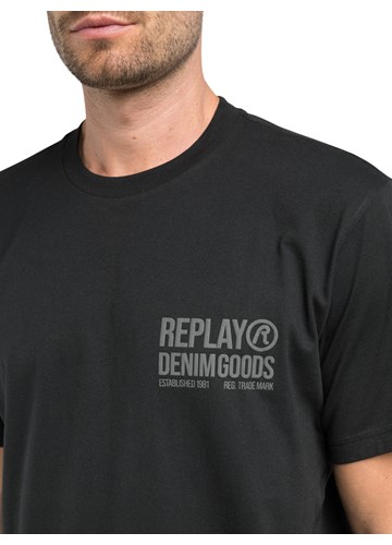 Replay CRNA MAJICA OD ORGANSKOG PAMUKA S NATPISOM - 3