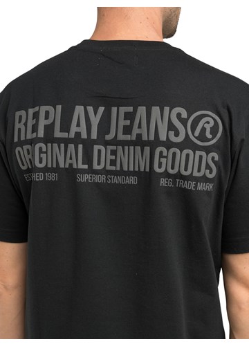 Replay CRNA MAJICA OD ORGANSKOG PAMUKA S NATPISOM - 5