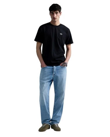 Replay crna majica od organskog pamuka s našivenom etiketom