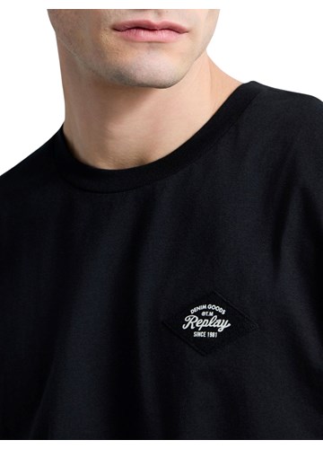 Replay CRNA MAJICA OD ORGANSKOG PAMUKA S NAŠIVENOM ETIKETOM - 6