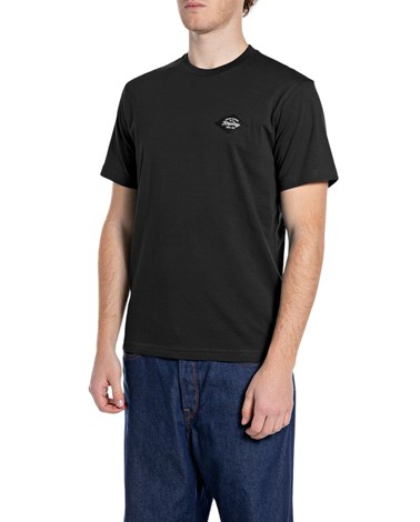 Replay crna majica od organskog pamuka s našivenom etiketom