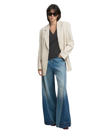 Replay crna majica od žerseja s v izrezom