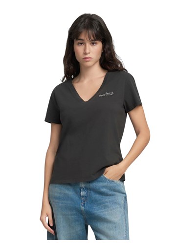 Replay CRNA MAJICA OD ŽERSEJA S V IZREZOM - 2