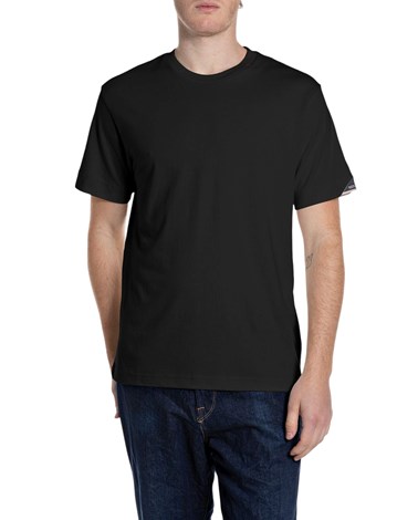 Replay crna majica od žerseja s izvezenim r na ovratniku