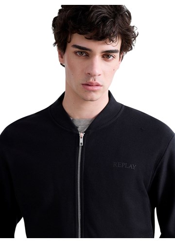 Replay CRNA MAJICA OD ŽERSEJA U BOMBER KROJU - 5