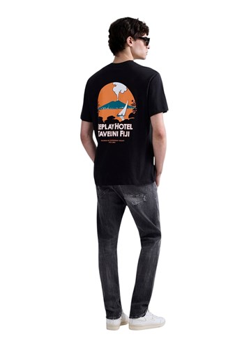 Replay CRNA MAJICA OPUŠTENOG KROJA S FIJI PRINTOM - 1