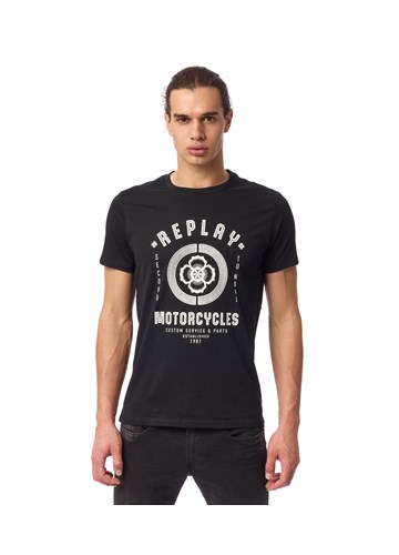 Replay CRNA MAJICA S REPLAY MOTORCYCLES BIKER PRINTOM - 2