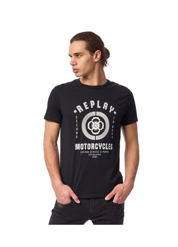 Replay CRNA MAJICA S REPLAY MOTORCYCLES BIKER PRINTOM - 3