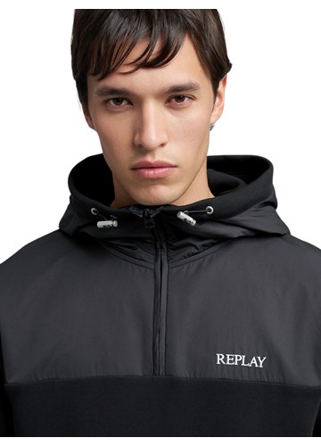 Replay CRNA MAJICA S KAPULJAČOM I ZATVARAČEM DO POLA - 6