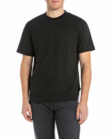 Replay crna majica s kružnim printom na leđima