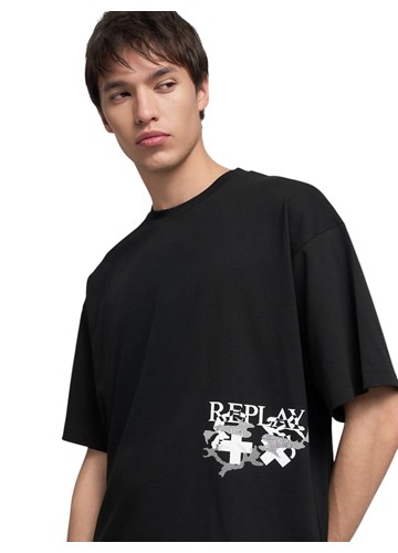 Replay CRNA MAJICA S OKRUGLIM IZREZOM I REPLAY X MARTIN GARRIX LOGOM I GRAFIKAMA - 5