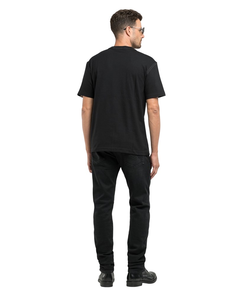 Replay CRNA MAJICA S PRINTOM MUNJE I NATPISOM REPLAY DENIM - 2