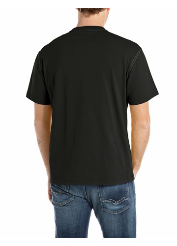 Replay CRNA MAJICA S PRINTOM MUNJE I NATPISOM REPLAY DENIM - 2