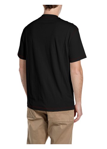 Replay CRNA MAJICA S UZDUŽNIM ŠAVOVIMA I NATPISOM NA PRSIMA - 2