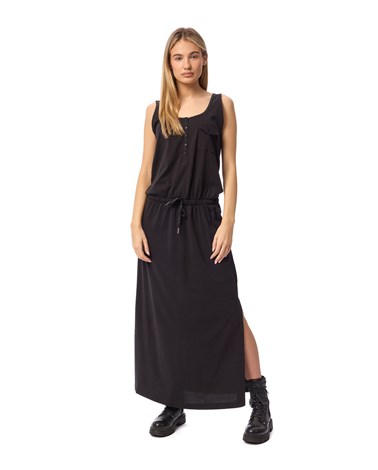 Replay crna maxi haljina s kopčanjem i podesivom vezicom