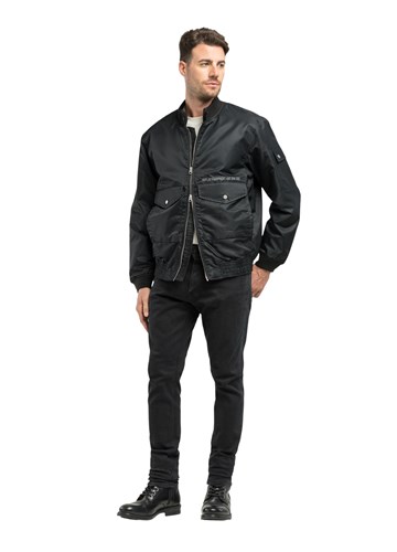 Replay CRNA MOTORISTIČKA JAKNA OD RECIKLIRANOG NAJLONA - 1