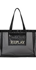 CRNA MREŽASTA SHOPPER TORBA S LOGOM - 1