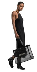 CRNA MREŽASTA SHOPPER TORBA S LOGOM - 4