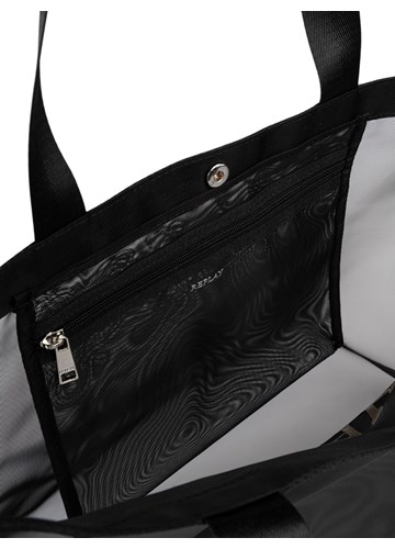 Replay CRNA MREŽASTA SHOPPER TORBA S LOGOM - 6