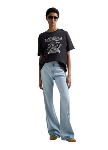 Replay CRNA OVERSIZE MAJICA OD ŽERSEJA S BIKER PRINTOM - 1