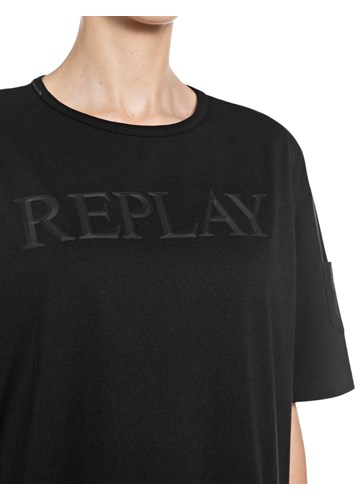 Replay CRNA OVERSIZE MAJICA S LOGOTIPOM U ISTOJ BOJI - 3