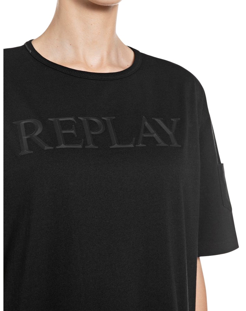 Replay CRNA OVERSIZE MAJICA S LOGOTIPOM U ISTOJ BOJI - 3
