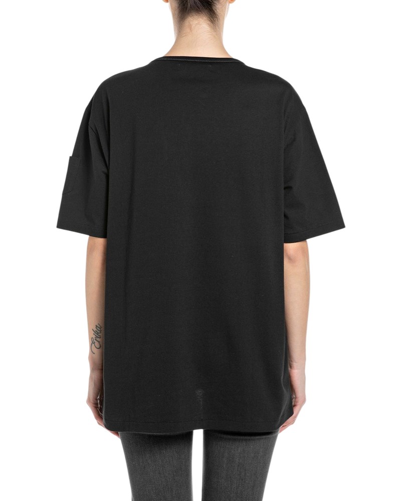 Replay CRNA OVERSIZE MAJICA S LOGOTIPOM U ISTOJ BOJI - 2