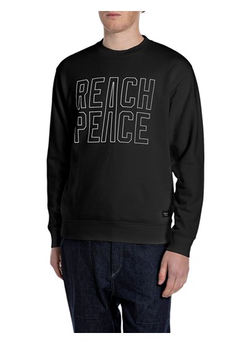 Replay CRNA PAMUČNA MAJICA DUGIH RUKAVA "REACH PEACE" - 1