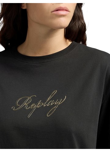 Replay CRNA PAMUČNA MAJICA KRATKIH RUKAVA - 5