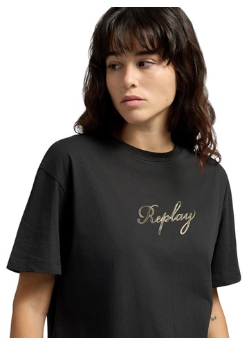 Replay CRNA PAMUČNA MAJICA KRATKIH RUKAVA - 6